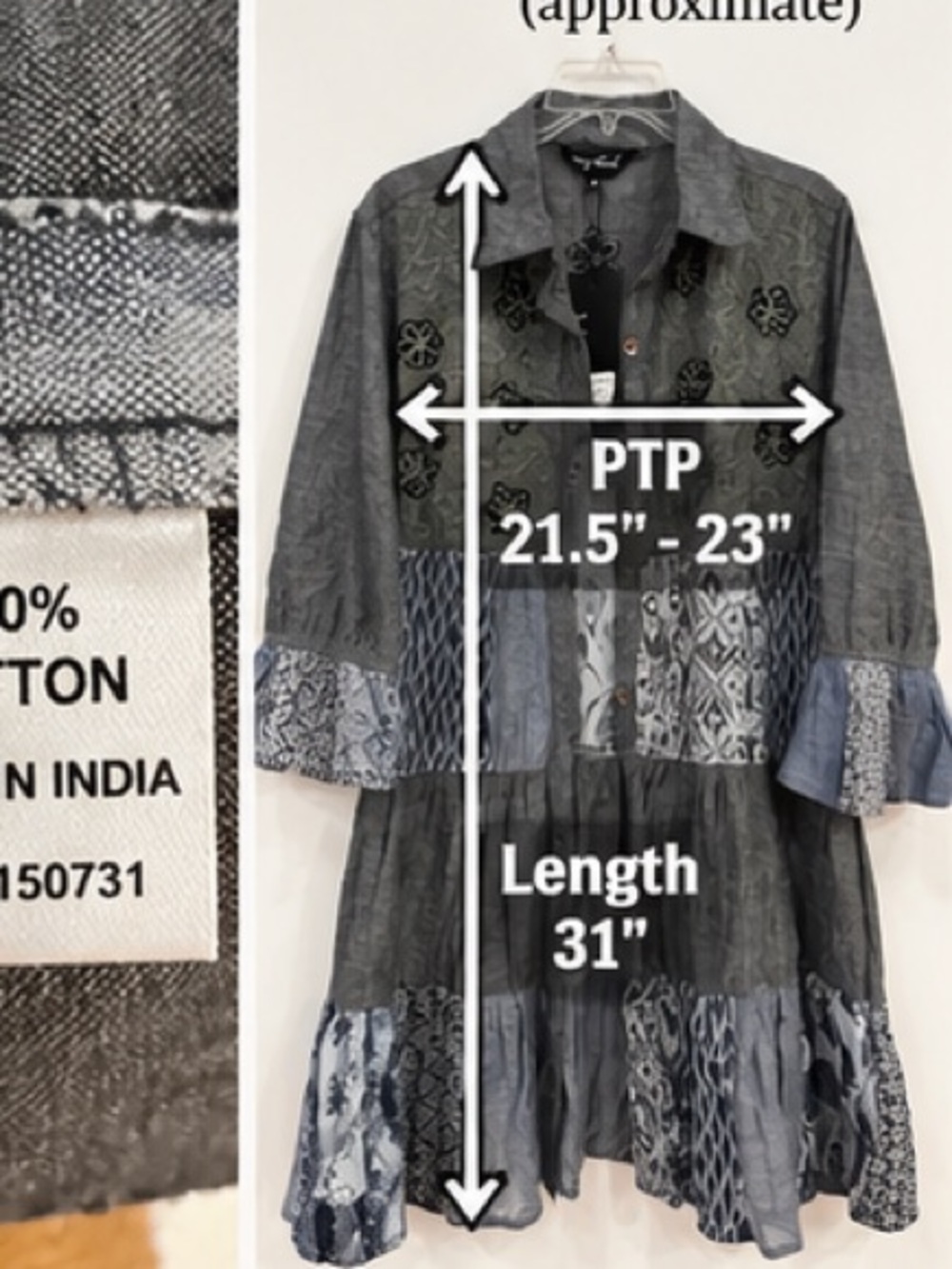 NWT Young Threads Patchwork Embroidered Tunic Shirt Dress MSRP 88 - Picture 11 of 11